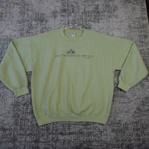 Vintage Earth Sun Moon Sweatshirt Men's Extra Large Green May The Forest Be With